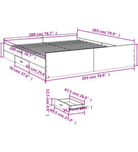 Bettgestell mit Schubladen Schwarz 200x200 cm Holzwerkstoff