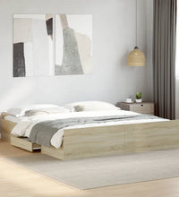 Bettgestell mit Schubladen Sonoma-Eiche 200x200cm Holzwerkstoff