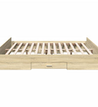 Bettgestell mit Schubladen Sonoma-Eiche 200x200cm Holzwerkstoff