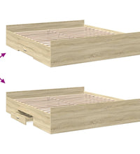 Bettgestell mit Schubladen Sonoma-Eiche 200x200cm Holzwerkstoff