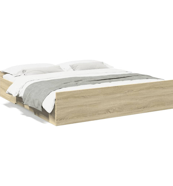 Bettgestell mit Schubladen Sonoma-Eiche 200x200cm Holzwerkstoff