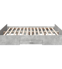 Bettgestell mit Schubladen Betongrau 200x200 cm Holzwerkstoff