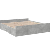 Bettgestell mit Schubladen Betongrau 200x200 cm Holzwerkstoff