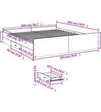 Bettgestell mit Schubladen Räuchereiche 200x200cm Holzwerkstoff