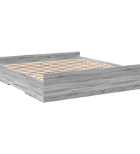 Bettgestell mit Schubladen Grau Sonoma 200x200cm Holzwerkstoff