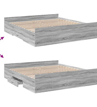 Bettgestell mit Schubladen Grau Sonoma 200x200cm Holzwerkstoff