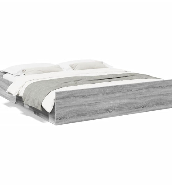 Bettgestell mit Schubladen Grau Sonoma 200x200cm Holzwerkstoff