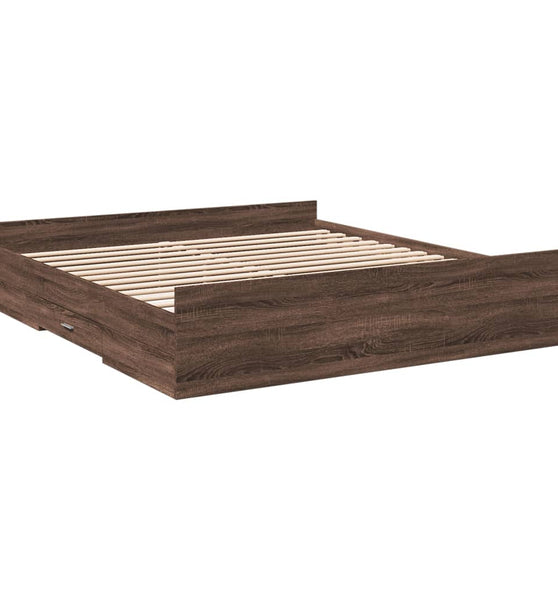 Bettgestell mit Schubladen Braun Eichen-Optik 200x200 cm