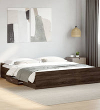 Bettgestell mit Schubladen Braun Eichen-Optik 200x200 cm