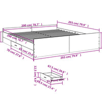 Bettgestell mit Schubladen Braun Eichen-Optik 200x200 cm