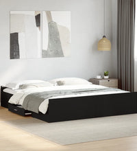 Bettgestell mit Schubladen Schwarz 180x200 cm Holzwerkstoff