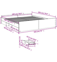 Bettgestell mit Schubladen Sonoma-Eiche 180x200cm Holzwerkstoff