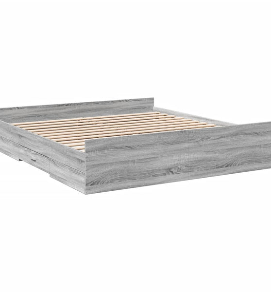 Bettgestell mit Schubladen Grau Sonoma 180x200cm Holzwerkstoff