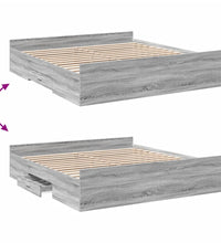 Bettgestell mit Schubladen Grau Sonoma 180x200cm Holzwerkstoff