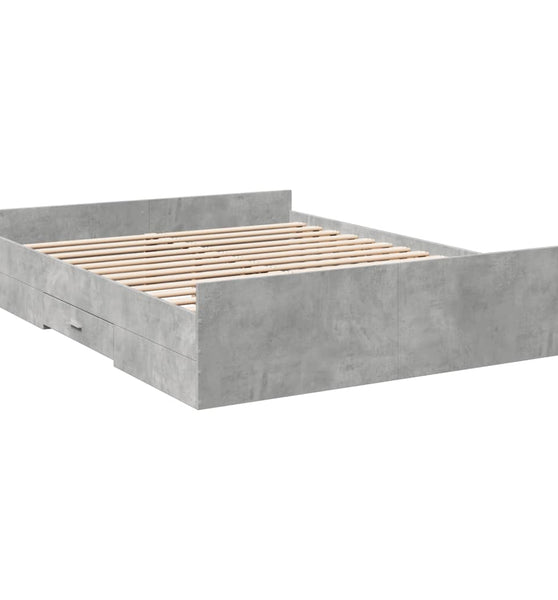 Bettgestell mit Schubladen Betongrau 160x200 cm Holzwerkstoff