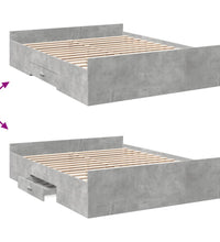 Bettgestell mit Schubladen Betongrau 160x200 cm Holzwerkstoff