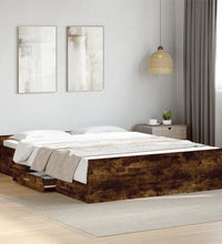 Bettgestell mit Schubladen Räuchereiche 160x200cm Holzwerkstoff