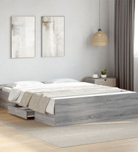 Bettgestell mit Schubladen Grau Sonoma 160x200 cm Holzwerkstoff