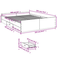 Bettgestell mit Schubladen Braun Eichen-Optik 160x200 cm