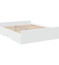 Bettgestell mit Schubladen Weiß 150x200 cm Holzwerkstoff