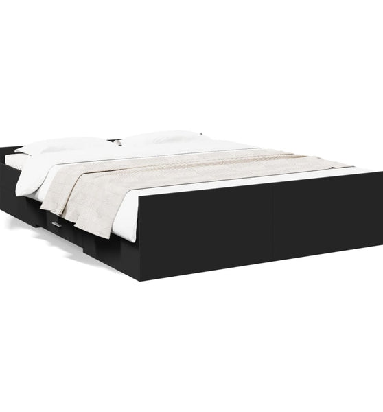 Bettgestell mit Schubladen Schwarz 150x200 cm Holzwerkstoff