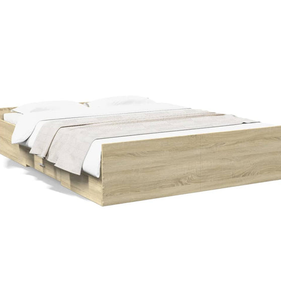 Bettgestell mit Schubladen Sonoma-Eiche 150x200cm Holzwerkstoff