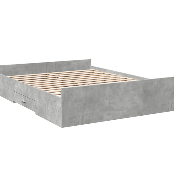 Bettgestell mit Schubladen Betongrau 150x200 cm Holzwerkstoff