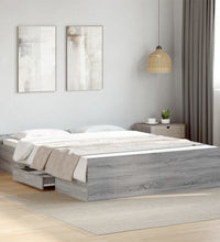 Bettgestell mit Schubladen Grau Sonoma 150x200 cm Holzwerkstoff