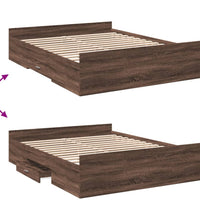 Bettgestell mit Schubladen Braun Eichen-Optik 150x200 cm