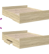 Bettgestell mit Schubladen Sonoma-Eiche 140x200cm Holzwerkstoff