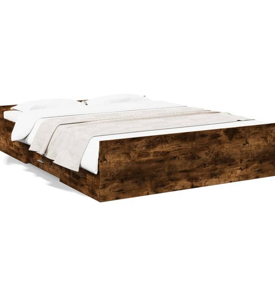 Bettgestell mit Schubladen Räuchereiche 140x200cm Holzwerkstoff