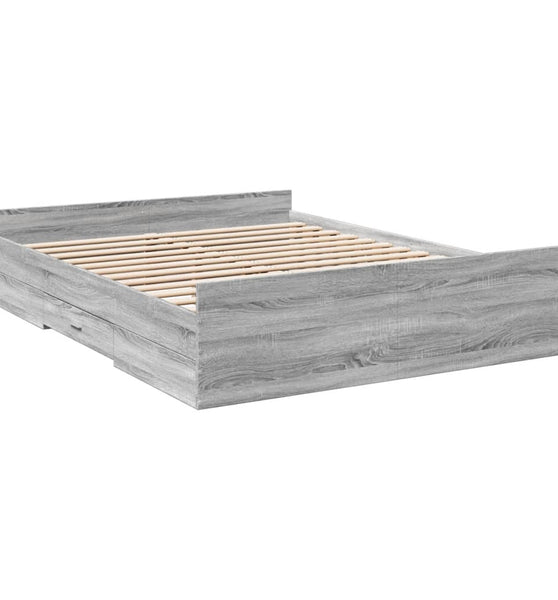 Bettgestell mit Schubladen Grau Sonoma 140x200 cm Holzwerkstoff