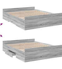 Bettgestell mit Schubladen Grau Sonoma 140x200 cm Holzwerkstoff