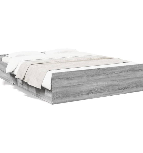 Bettgestell mit Schubladen Grau Sonoma 140x200 cm Holzwerkstoff