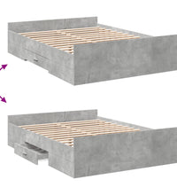Bettgestell mit Schubladen Betongrau 120x200 cm Holzwerkstoff