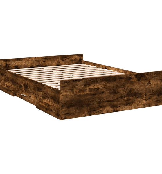 Bettgestell mit Schubladen Räuchereiche 120x200cm Holzwerkstoff