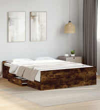 Bettgestell mit Schubladen Räuchereiche 120x200cm Holzwerkstoff