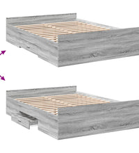 Bettgestell mit Schubladen Grau Sonoma 120x200 cm Holzwerkstoff