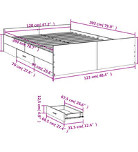 Bettgestell mit Schubladen Grau Sonoma 120x200 cm Holzwerkstoff