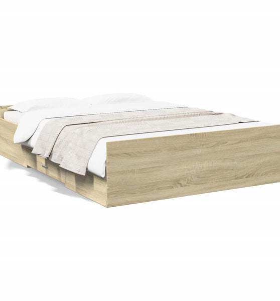 Bettgestell mit Schubladen Sonoma-Eiche 140x190cm Holzwerkstoff