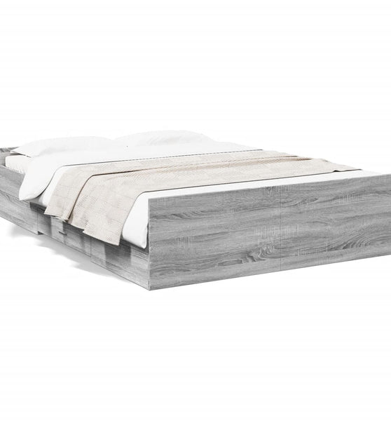 Bettgestell mit Schubladen Grau Sonoma 140x190 cm Holzwerkstoff