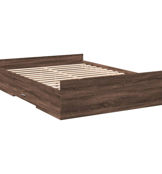 Bettgestell mit Schubladen Braun Eichen-Optik 140x190 cm