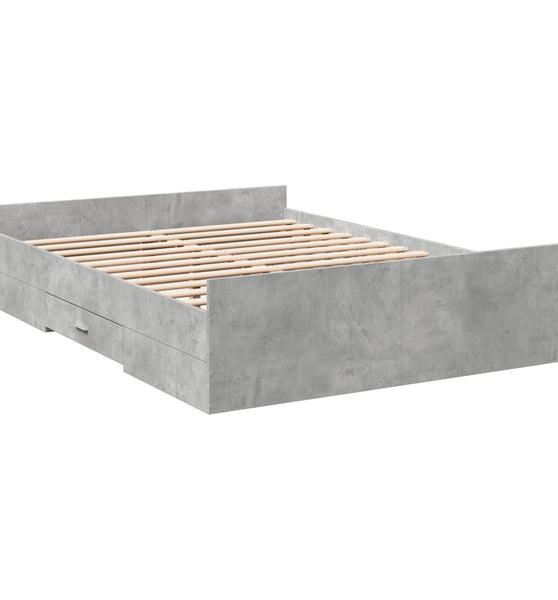 Bettgestell mit Schubladen Betongrau 135x190 cm Holzwerkstoff