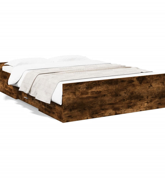 Bettgestell mit Schubladen Räuchereiche 135x190cm Holzwerkstoff