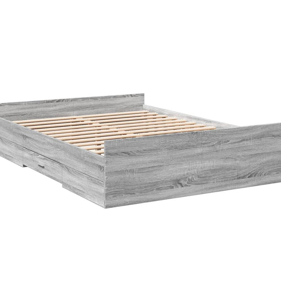 Bettgestell mit Schubladen Grau Sonoma 135x190 cm Holzwerkstoff