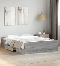 Bettgestell mit Schubladen Grau Sonoma 135x190 cm Holzwerkstoff