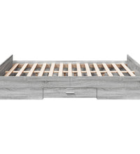 Bettgestell mit Schubladen Grau Sonoma 135x190 cm Holzwerkstoff