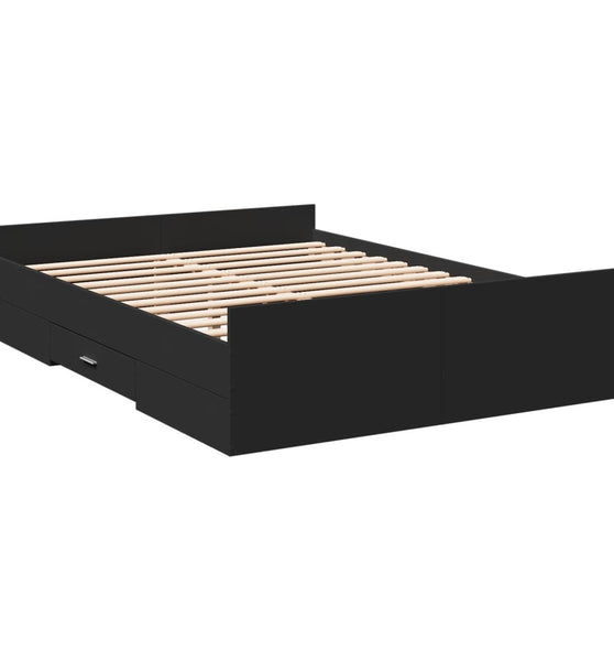 Bettgestell mit Schubladen Schwarz 120x190 cm Holzwerkstoff