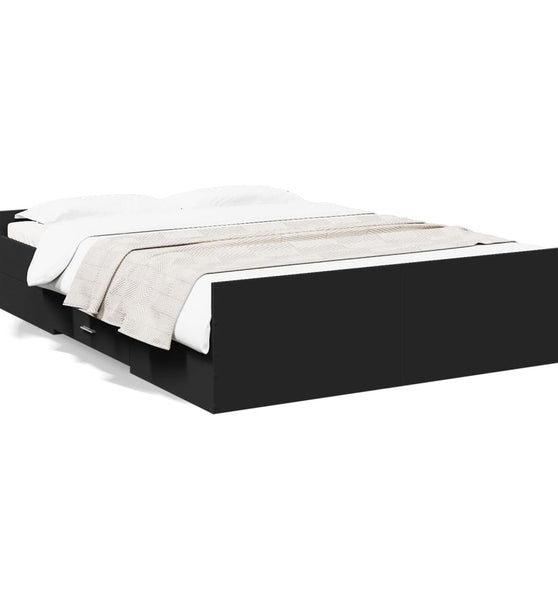 Bettgestell mit Schubladen Schwarz 120x190 cm Holzwerkstoff