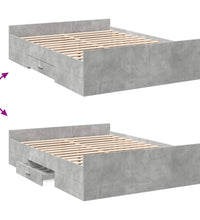 Bettgestell mit Schubladen Betongrau 120x190 cm Holzwerkstoff